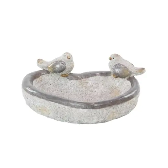 15" Gray Polystone Country Birds Garden Sculpture {1}