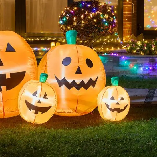 Glitzhome® 8ft. Lighted Inflatable Jack-O-Lantern Pumpkins Décor {3}