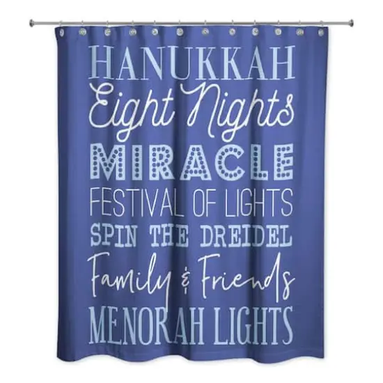 Blue Hanukkah Words Shower Curtain {1}