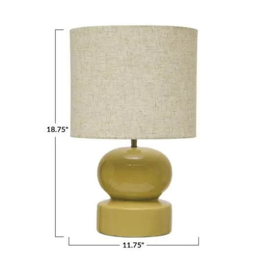 Hello Honey&reg; 19" Green Modern Ceramic Table Lamp with Fabric Shade {5}
