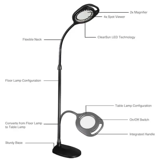 OttLite 2-in-1 LED Magnifier Floor and Table Light {8}
