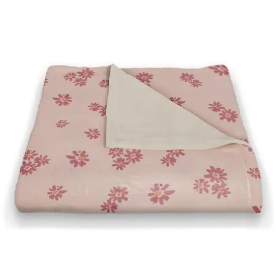 Daisy Pattern Coral Fleece Blanket Pink {3}