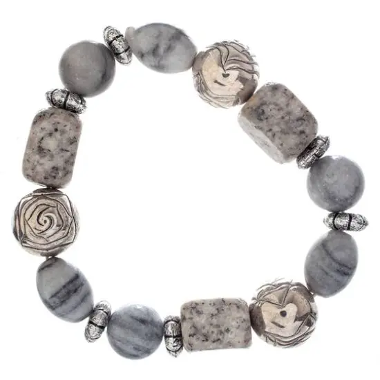 John Bead Jasper No.84 Natural Stone Stretch Bracelet {1}