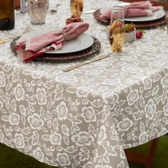 DII&reg; StoneFloral Print Outdoor Tablecloth with Zipper, 60x120 {6}