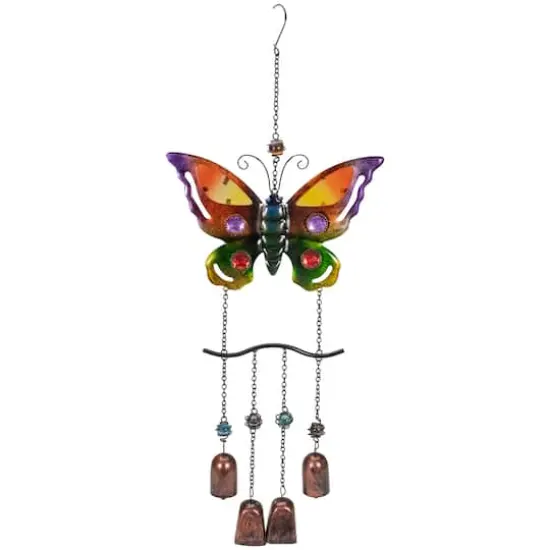 24" Purple & Bronze Butterfly Outdoor Garden Windchime {1}