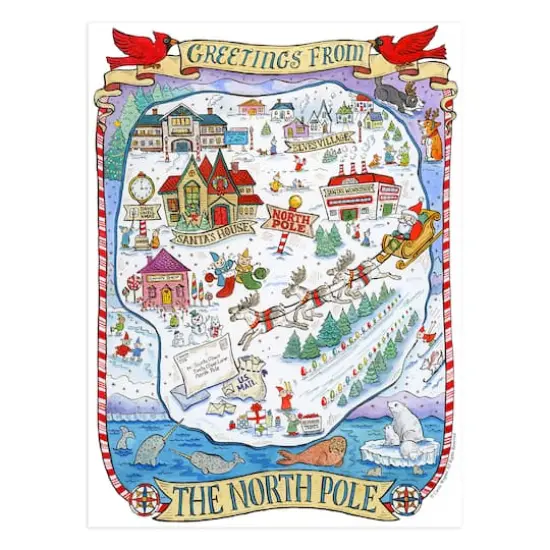 TF Publishing Greetings From The North Pole Map Christmas 1,000 Piece Jigsaw Puzzle {3}