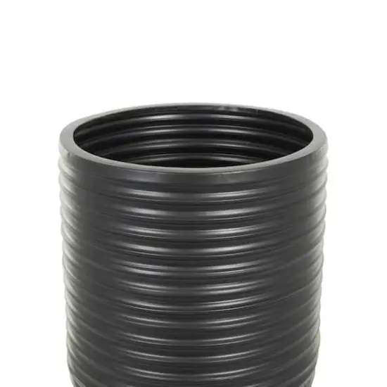 Black Ribbed Floor Metal Vase Set with Horizontal Grooves {5}