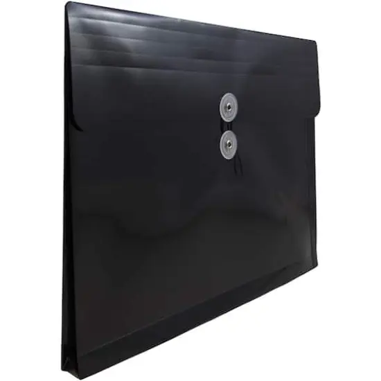JAM Paper Letter Booklet Plastic Envelopes with Button & String Tie Closure, 12ct. Black {5}