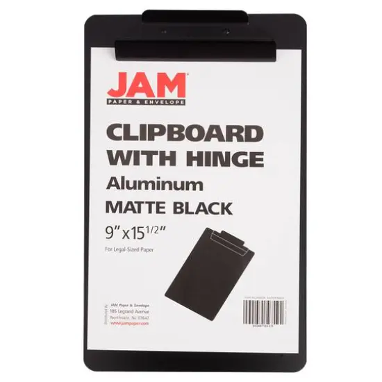JAM Paper Matte Black Legal Size Aluminum Premium Clipboard with Hinge {1}
