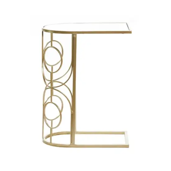 24" Gold Contemporary Metal Accent Table {4}