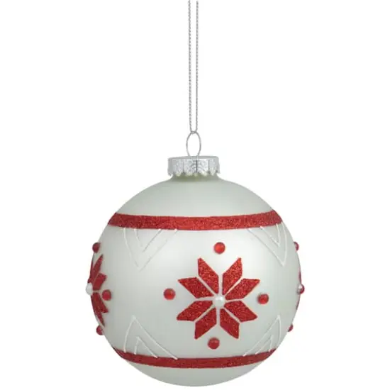 4" Glittered Snowflake Glass Ball Ornament {4}