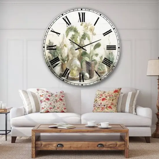 Designart 'Greenhouse Orchids Farmhouse Wall Clock {3}