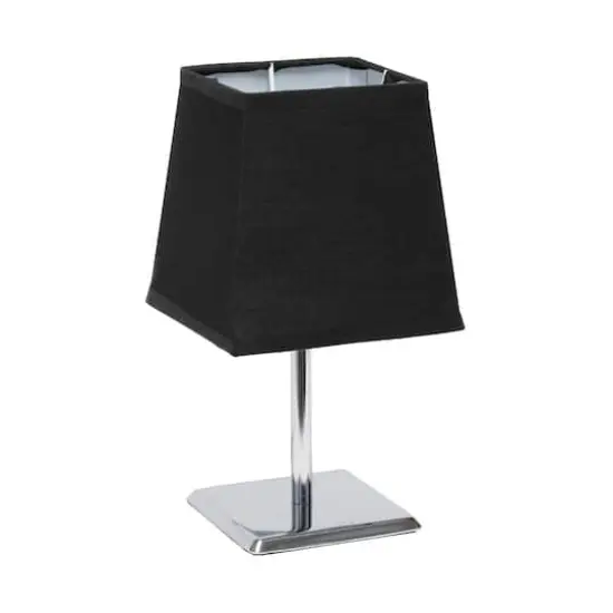 Simple Designs&trade; 9.5" Mini Chrome Table Lamp with Squared Empire Shade Black {1}
