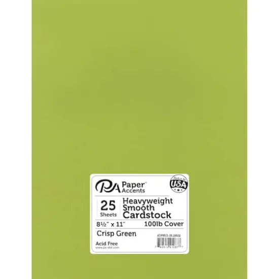 PA Paper&trade; Accents 8.5" x 11" 100lb. Smooth Cardstock, 25 Sheets Crisp Green {1}
