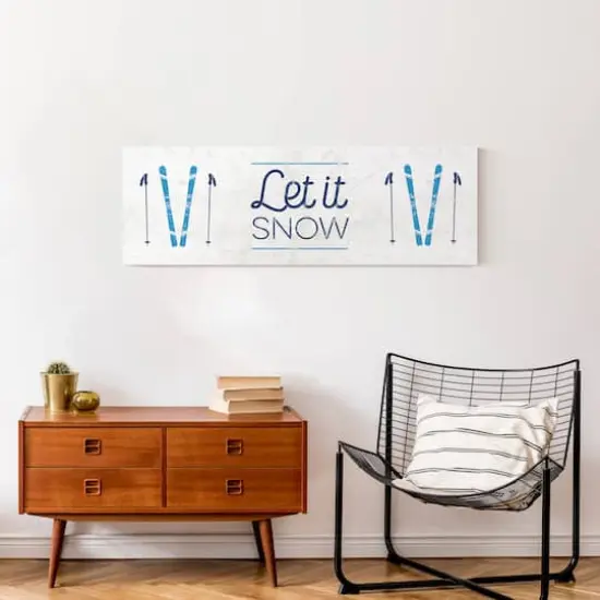 Let It Snow Skis 36x12 Canvas Wall Art {5}