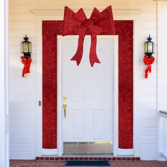 8ft. Red LED Christmas Doorway Arch Decoration with Bow {3}