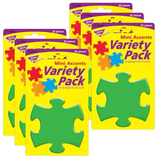 Trend Puzzle Pieces Mini Accents Variety Pack, 6 Packs of 36 {1}