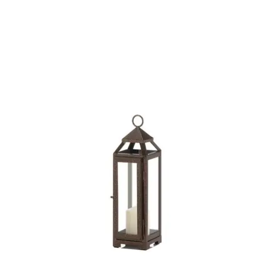 13" Iron & Glass Copper Lantern {4}