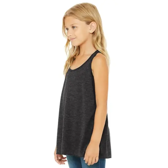 BELLA+CANVAS&reg; Youth Flowy Racerback Tank Dark Grey Heather {5}
