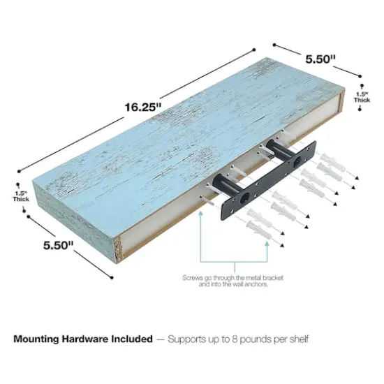 Sorbus Floating Faux Wood Shelf, 2ct. Aqua {6}