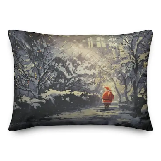Santa Walking in the Snow Throw Pillow {1}