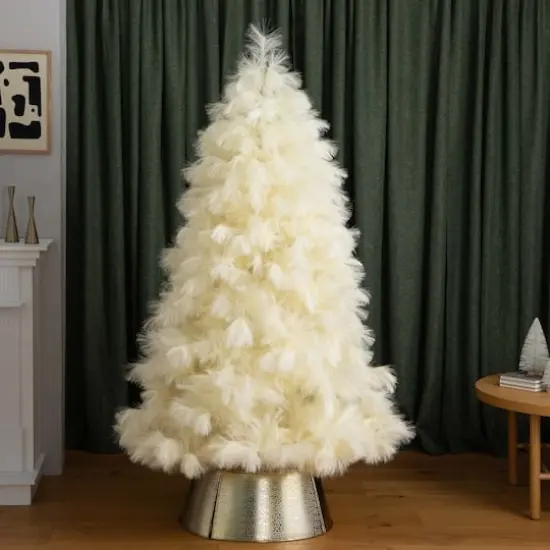 6ft. Unlit Off-White Pampas Grass Artificial Christmas Tree {19}