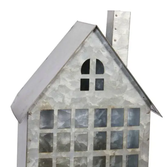 Set of 2 Grey Metal Farmhouse Candle Holder, 13", 18" {5}