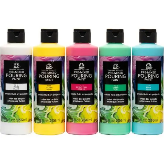 FolkArt&reg; Acrylic Pre-Mixed Pouring Craft Paint 5 Color Set {1}