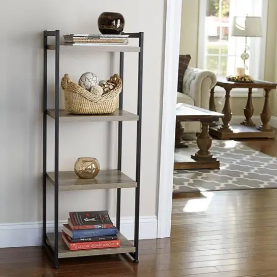 Household Essentials Jamestown 4-Shelf Narrow Ashwood Bookshelf {3}