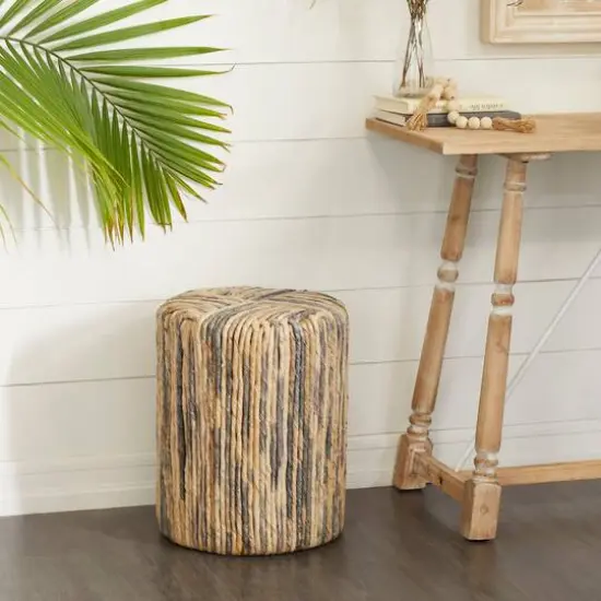 Brown Teak Wood Contemporary Stool, 18" x 15" x 15" {6}