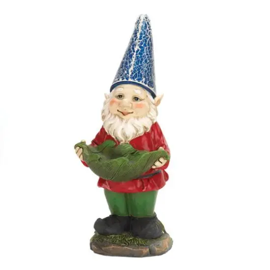 12.5" Bird Feeder Gnome Solar Statue {1}
