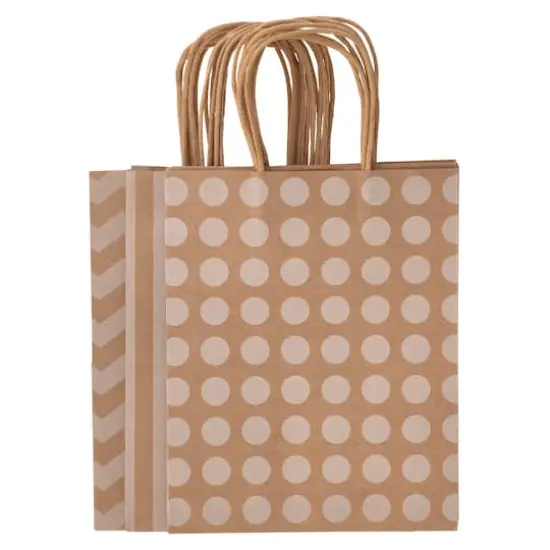 10" Kraft Dots & Chevron Paper Bag Value Pack by Celebrate It&trade; {5}