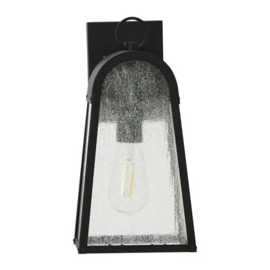 Hello Honey&reg; Robert Stevenson Lighting Revere 14" Textured Black Metal & Seedy Glass Outdoor Light {8}