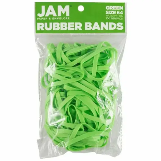 JAM Paper Size 64 Rubber Bands, 100ct. Green {1}