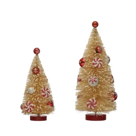 Hello Honey® 6.5" Sisal Bottle Brush Christmas Tree with Red Ornaments and Peppermints {3}