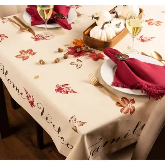DII&reg; 104" Rustic Leaves Print Tablecloth {5}