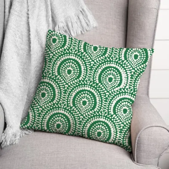 18" x 18" Fan Pattern Indoor/Outdoor Throw Pillow Green {3}