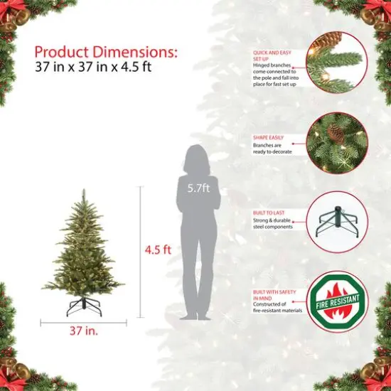 4.5ft. Pre-Lit Aspen Fir Artificial Christmas Tree, Clear Lights {6}