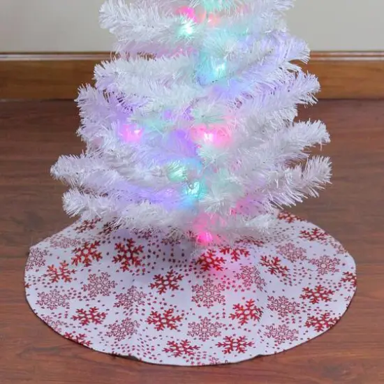 20" White & Red Glitter Snowflake Mini Tree Skirt {7}