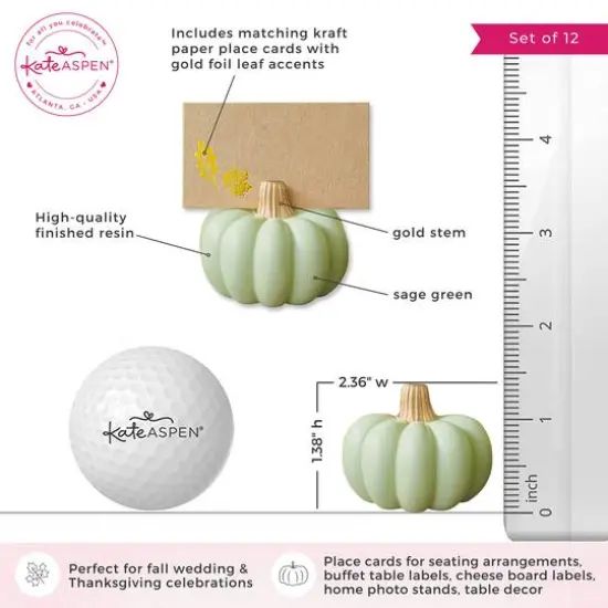 Kate Aspen&reg; Mini Green Pumpkin Place Card Holder Set {7}