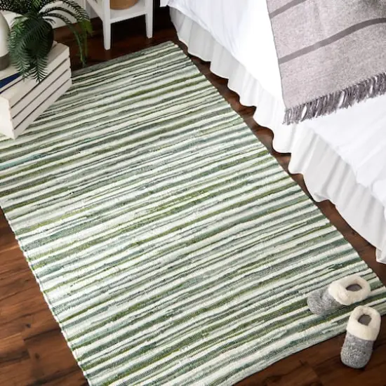 DII&reg; Slim Stripe Cotton Chindi Rug, 4ft. x 6ft. Jadeite {4}