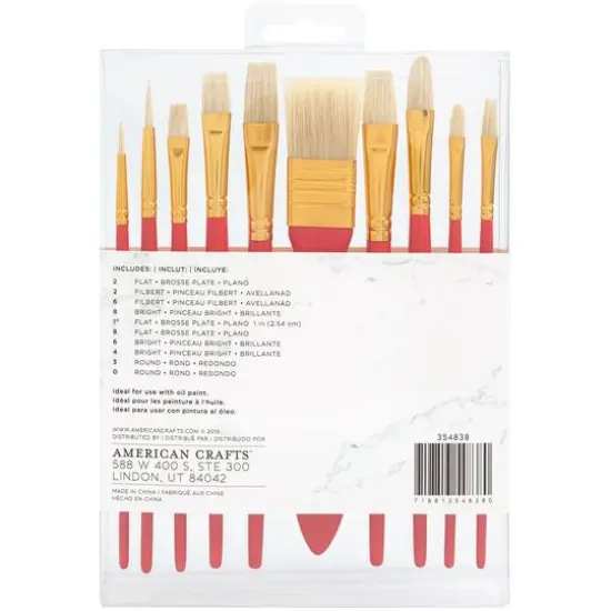 American Crafts&trade; Art Supply Basics Oil Paint Hog Hair Brush Set {3}