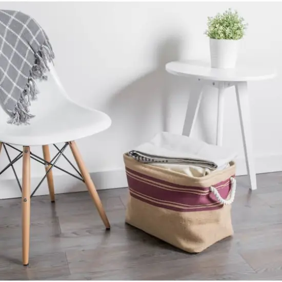 DII&reg; 12" Round Border Burlap Bin Wine {6}