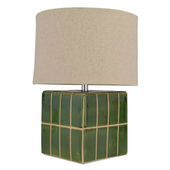 Hello Honey&reg; 15" Green & White Ceramic Table Lamp {5}