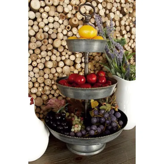 22" Gray Iron Farmhouse 3 Tier Tray Stand {6}