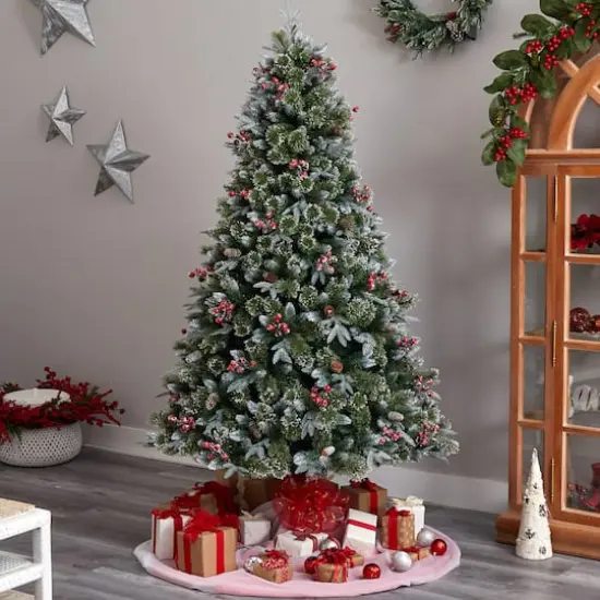 7.5ft. Pre-Lit Snow Tipped Aspen Spruce Artificial Christmas Tree, White LED Lights {9}