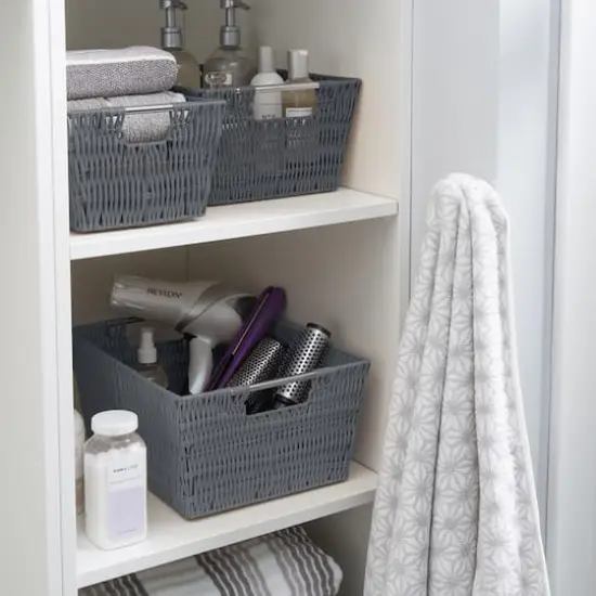 Simplify Charcoal Rattan Tote Basket Set, 3ct. {5}