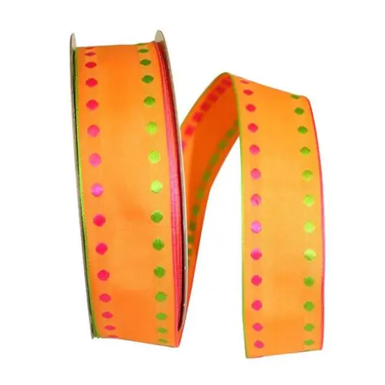 JAM Paper 1.5" x 50yd. Wired Dots Delight 2 Ribbon Fuchsia {2}