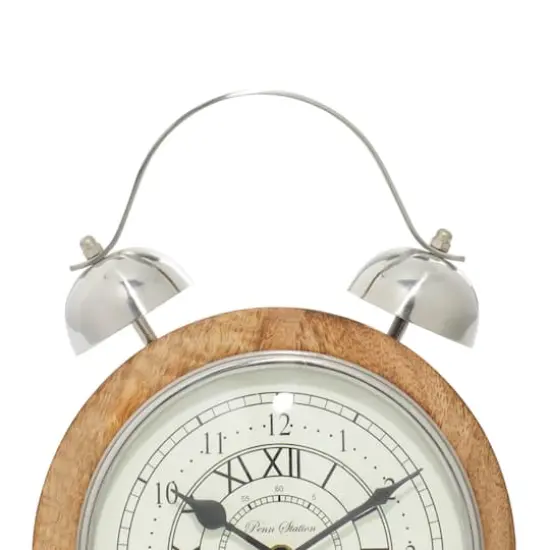 10" Brown Mango Wood & Aluminum Clock {5}