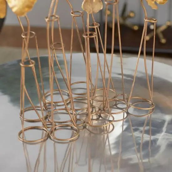 21" Gold Metal Flowers Sculpture {8}